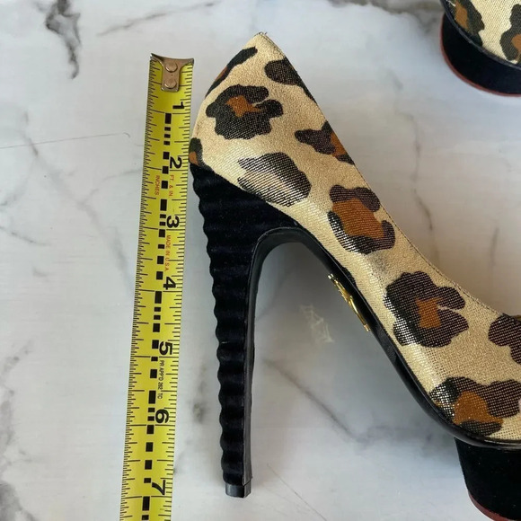 Charlotte Olympia Dolly Leopard Beige Gold Black Figure Heel Platform Pu… - Picture 15 of 16